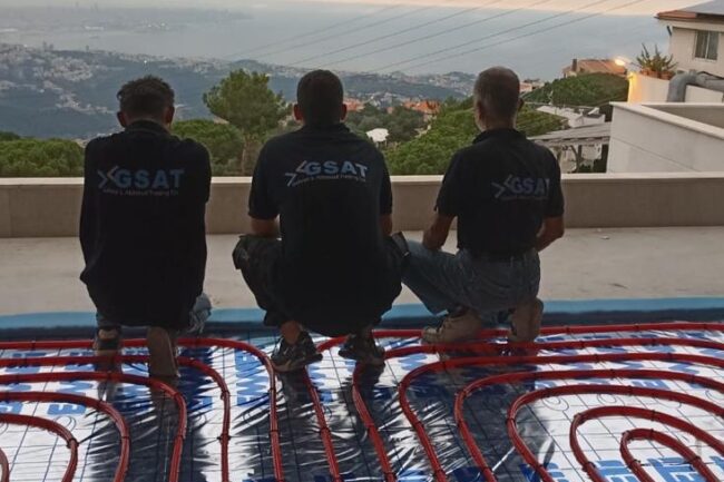 GSAT Group team installing floor heating system Lebanon